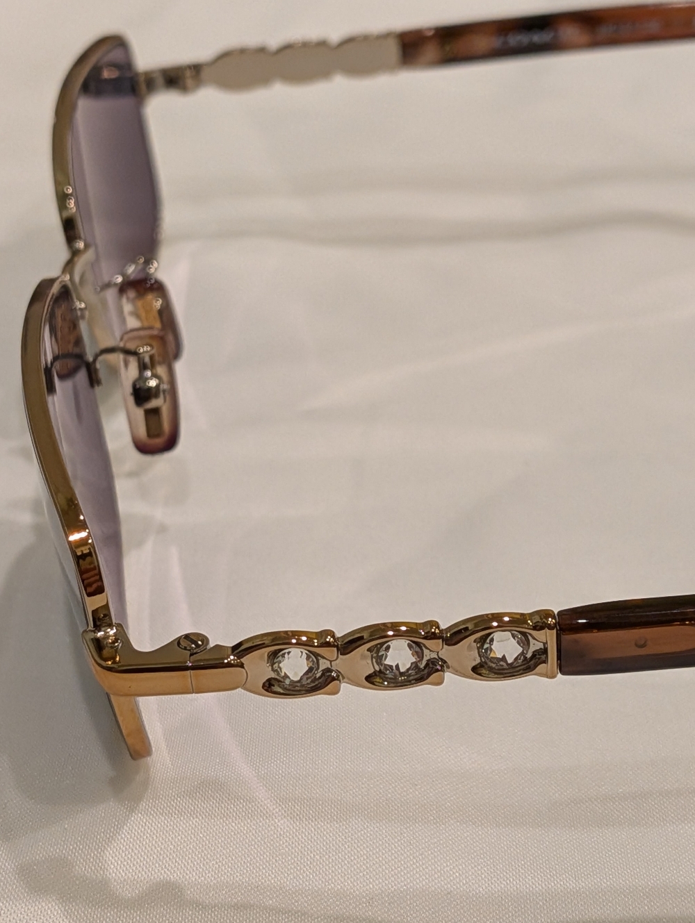 Coach Rose Gold Metal Eyeglasses with Tortoise Temples and Crystal Accents - Picture 9 of 16